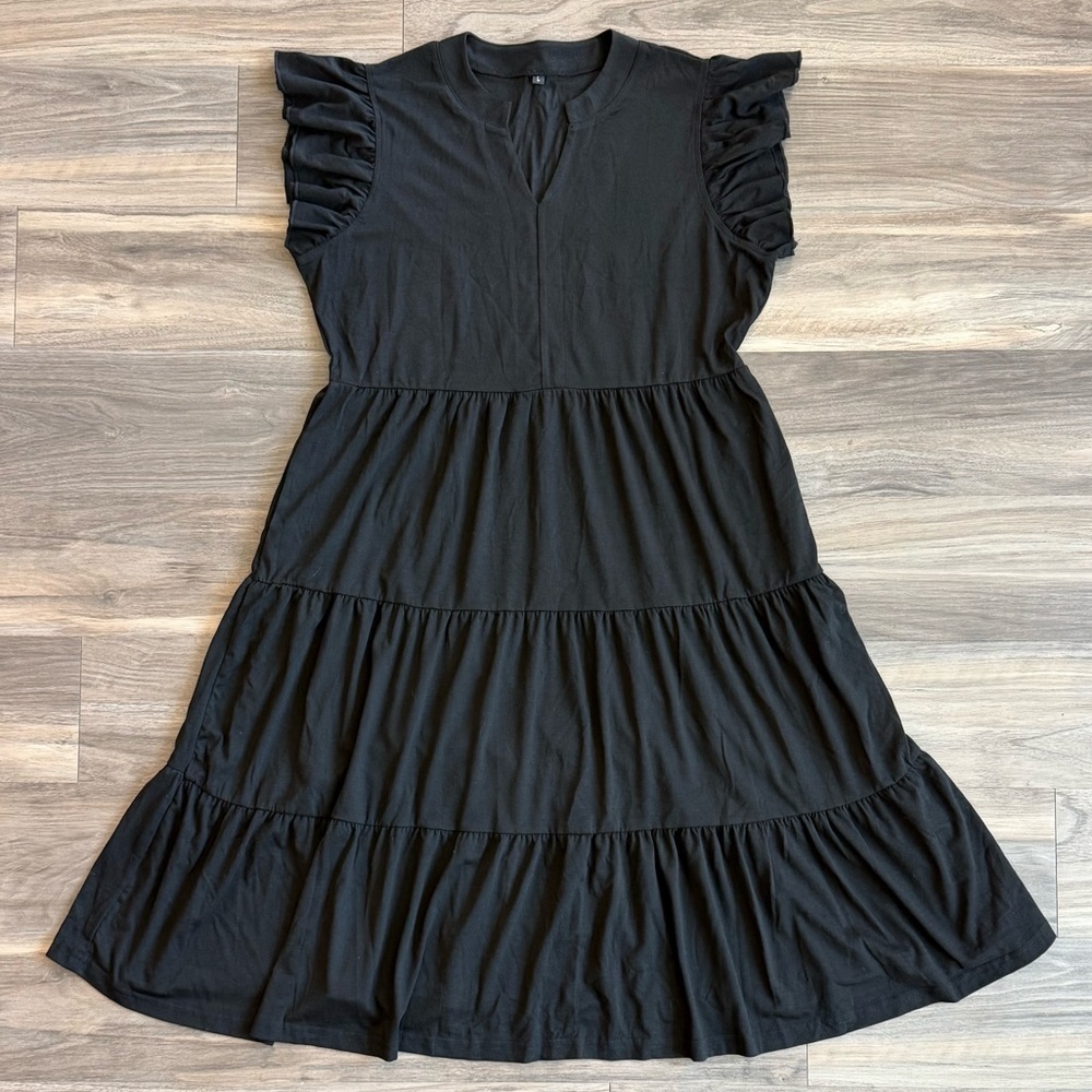 NWOT Black Tiered Ruffle Dress Size L